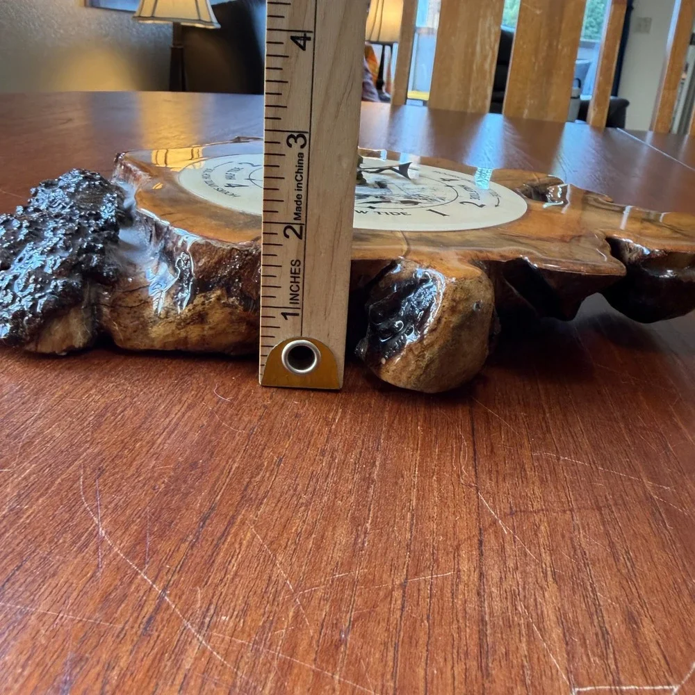 Vintage Live Edge Wood Slab Tide Clock Lighthouse Coastal Nautical Alaska Ocean